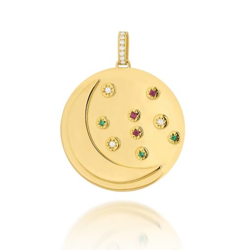 Pingente Meia Lua com Estrelas