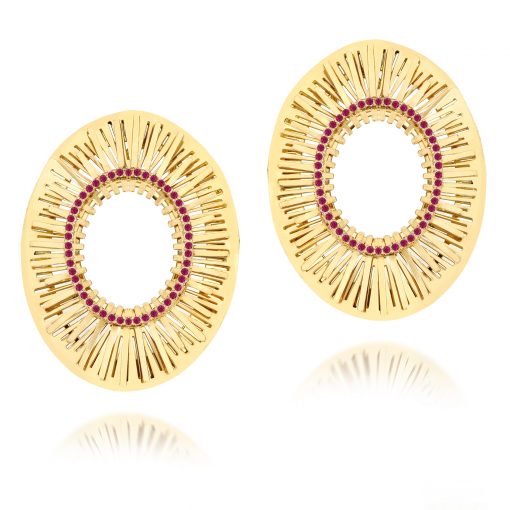 ARGOLA EXPLOSÃO OVAL  GRANDE             RUBI